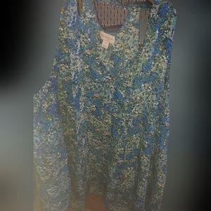 Belle Sky L polyester sleeveless nulti-color floral blouse